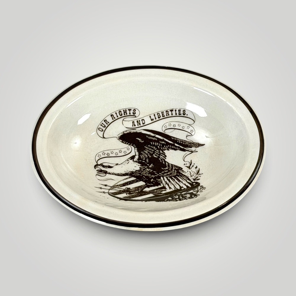 Royal Crownford Ironstone Our Rights and Liberties Eagle Oval Bowl England 5.5"